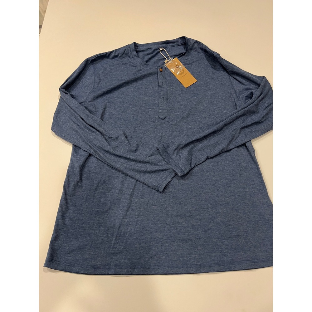 Sailwind Mens XL Henley Shirt Blue Heather Long Sleeve Coastal Casual NWT
